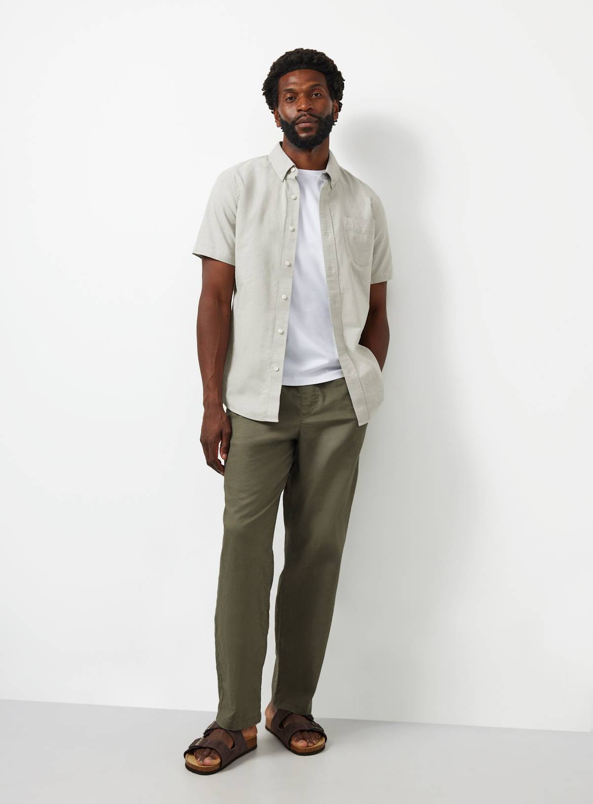 Green Slim Fit Short Sleeve Oxford Shirt XL - Image 2